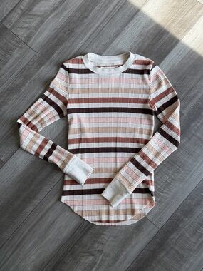 Aerie Essential Crewneck Layering T-Shirt Long Sleeve Striped Women’s Sz XS